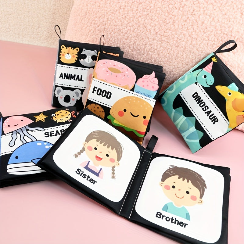 Мягкая тканевая книга для детей и малышей с высококонтрастными черно-белыми яркими иллюстрациями, нетоксичная образовательная игрушка