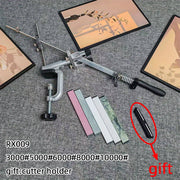 Boshqariladigan burchak va statik silliqlash moslamasi bilan oshxona asboblarini silliqlash tizimi.