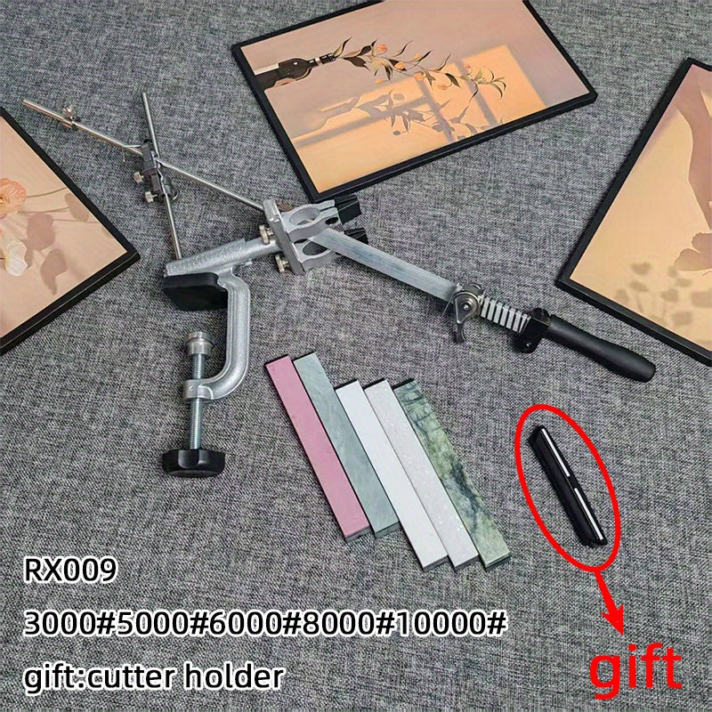 Boshqariladigan burchak va statik silliqlash moslamasi bilan oshxona asboblarini silliqlash tizimi.