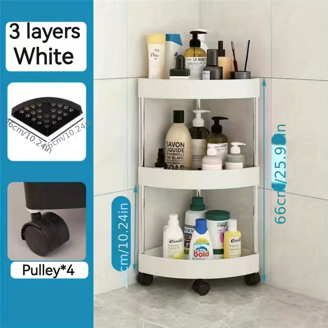 Estante de esquina giratorio de 360 grados, acero inoxidable, plástico, altura ajustable, almacenamiento para baño y sala de estar