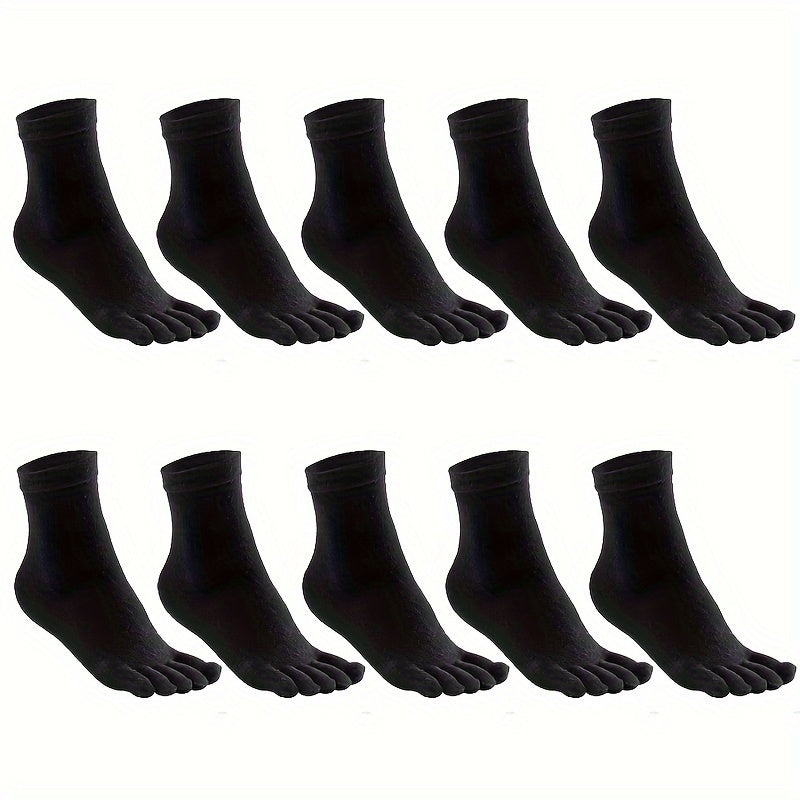 Men's Mid-Calf Split Toe Socks 10 Pairs Solid Color Breathable All Seasons