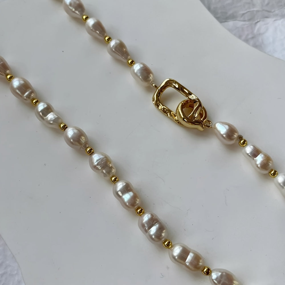 Freshwater Pearl Necklace Beaded Choker Elegant Jewelry for Daily and Travel Use