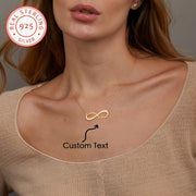 Zamonaviy 925 Sterling Silver Ikki Ismli Marjon - Shaxsiylashtirilgan Matnli Cheksiz Ramzi Pendanti - To'ylar, Har Kunlik Kiymak, Romantik Sovg'alar uchun Nozik va Klassik Zargarlik
