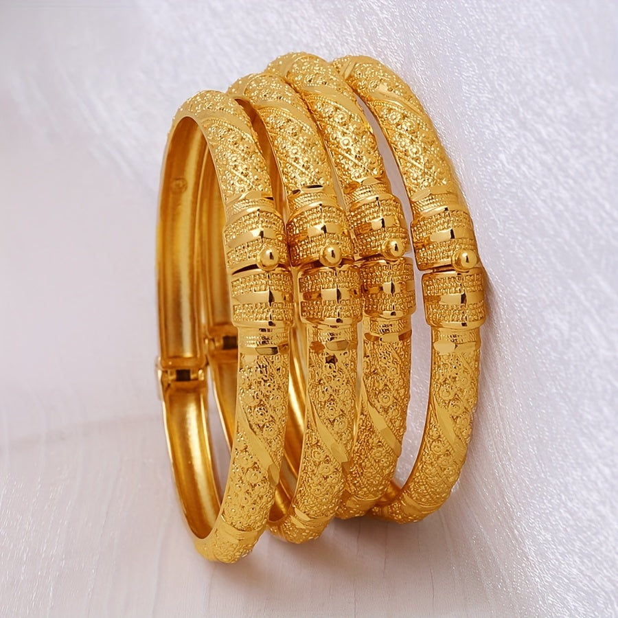 Elegant Open Gold Bracelet for Brides Middle Eastern Jewelry Ethnic Style