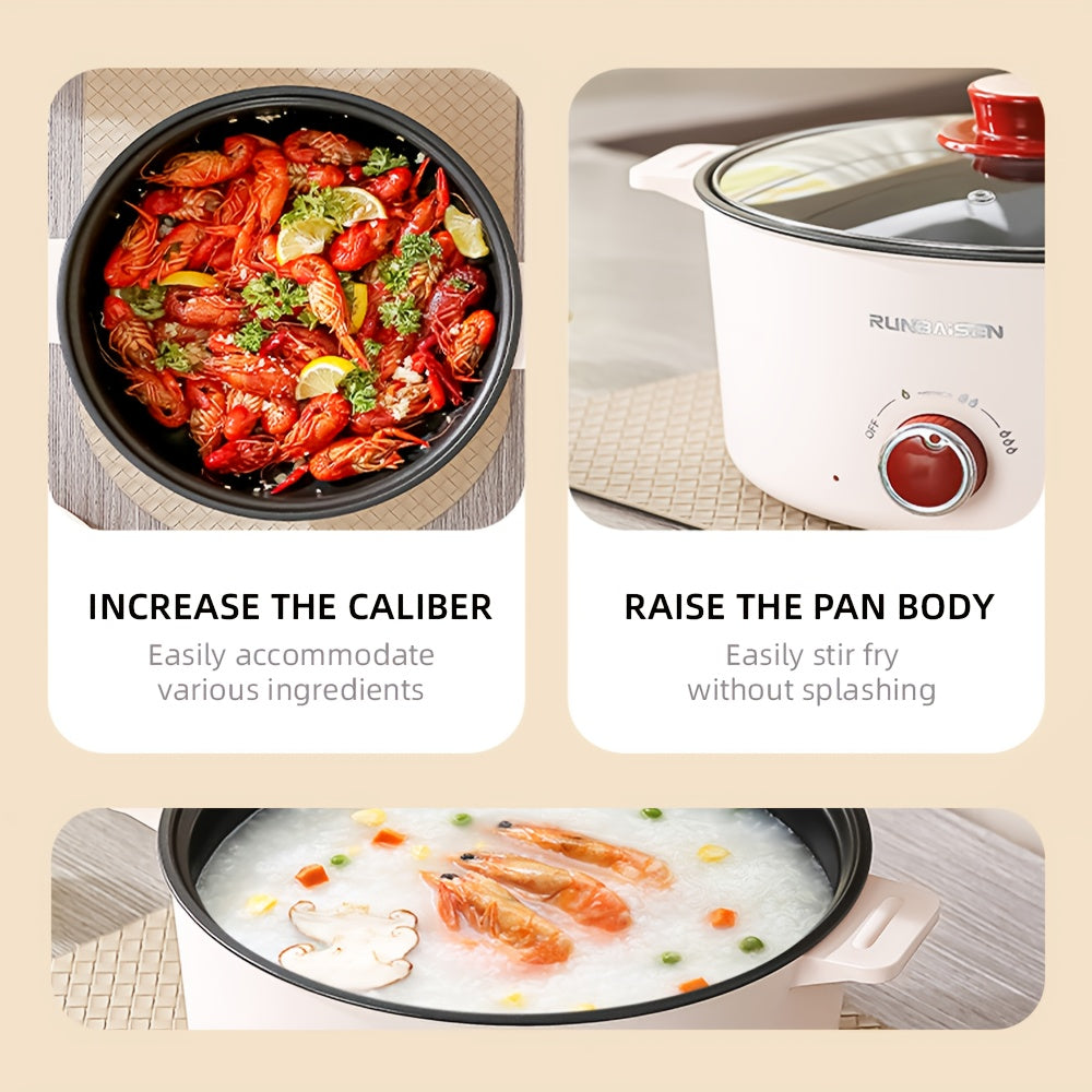 Fundisen Ko'p Funktsiyali Elektrik Qaynatgich, Shisha Qopqoq bilan, Sozlanadigan 3-Tezlikli Datchik Boshqaruvi, Non-Stick Qoplama, Oson Tozalash, Uyda Sog‘lom Pishirish uchun Mukammal, Ko‘p Maqsadli Oshxona Qaynatgichi |