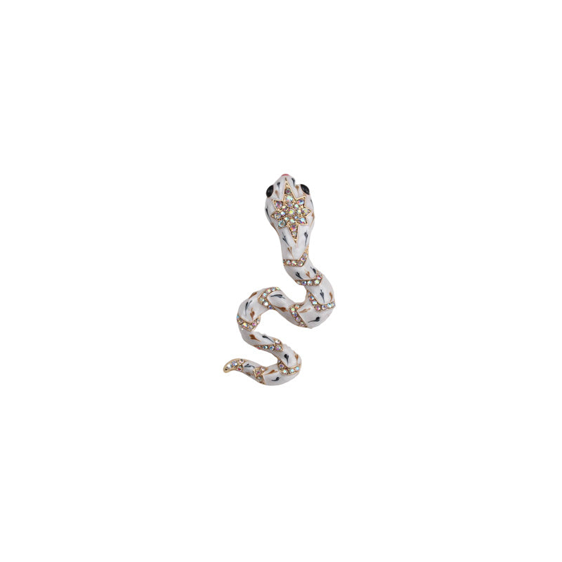 Rhinestone Snake Enamel Brooch for Women Jewelry Decoration Water Diamond Detailing Versatile Pin