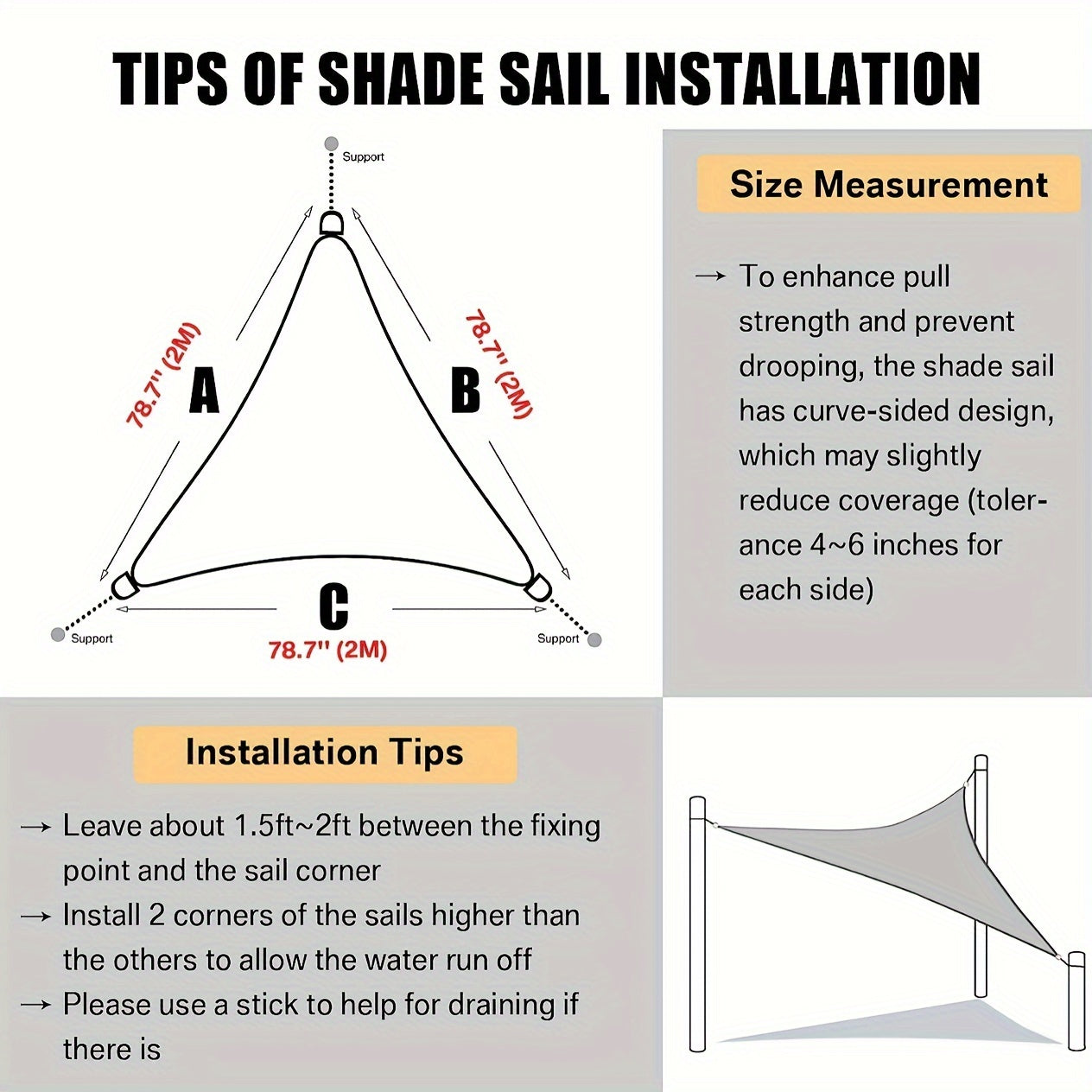 Heavy-Duty Solution-Dyed Polyester Sun Shade Sail Triangular Canopy UV Block Outdoor Garden