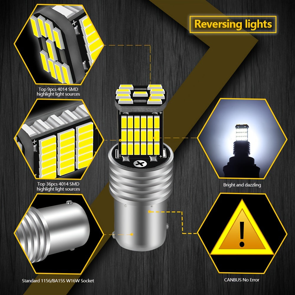 Pack de 2 bombillas LED 1156 para coche, luces de marcha atrás, señales de giro, 1200LM de brillo