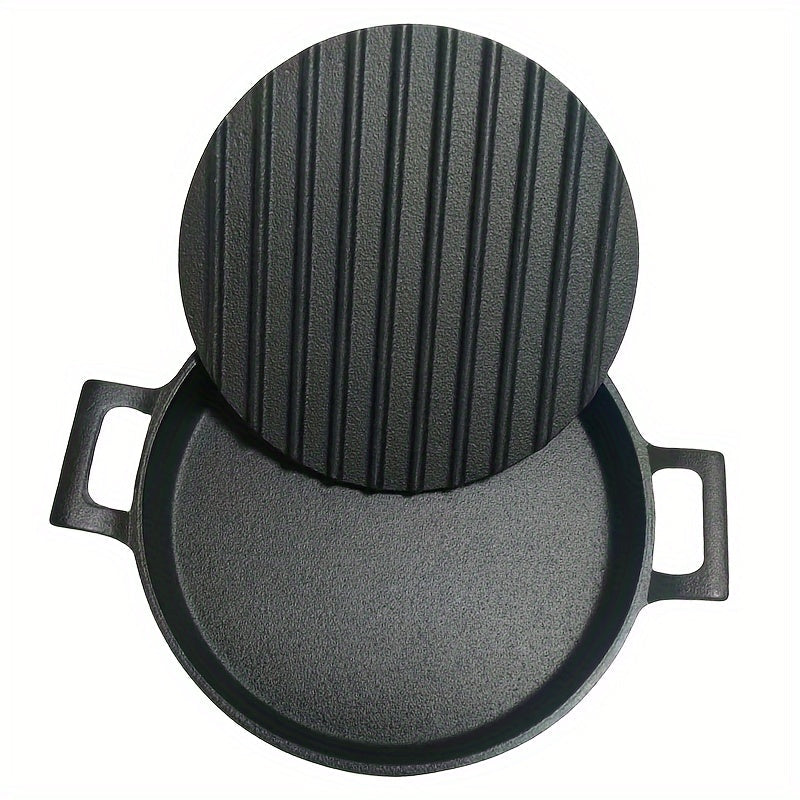 Cast Iron Frying Pan Meat Press and Steak Board Set for Grilling and Cooking