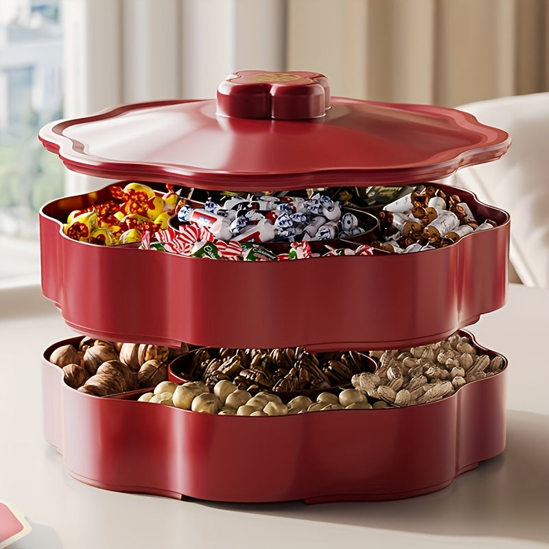 Plastic Snack and Nut Storage Tray with Divider for Fruit Candy and Snacks