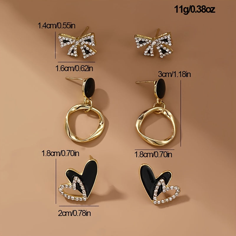 Women's 3-Piece Pearl Flower Geometric Earrings Synthetic Zirconia Alloy Jewelry