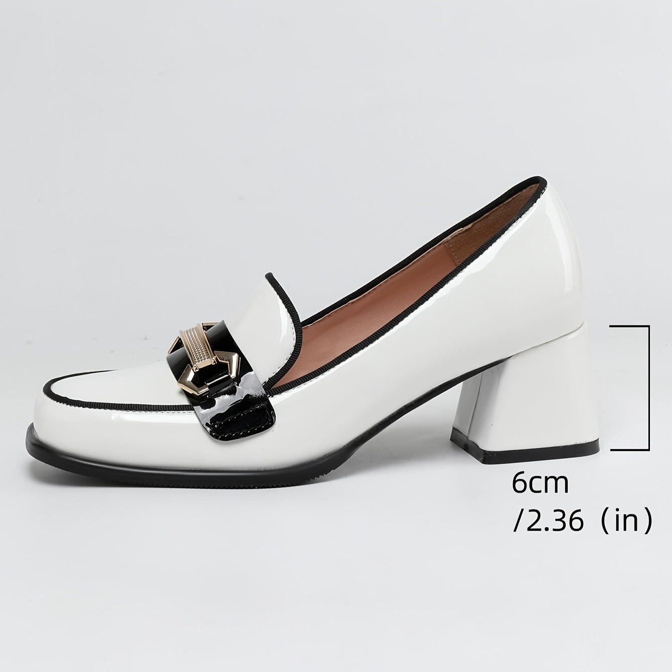 Women's Retro Square Toe High Heels Non-Slip Chunky Pumps PU Cover Rubber Sole