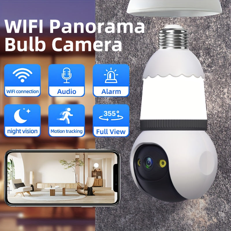 E27 Security Camera 1080P HD Panoramic 355° Indoor Outdoor Two-Way Audio