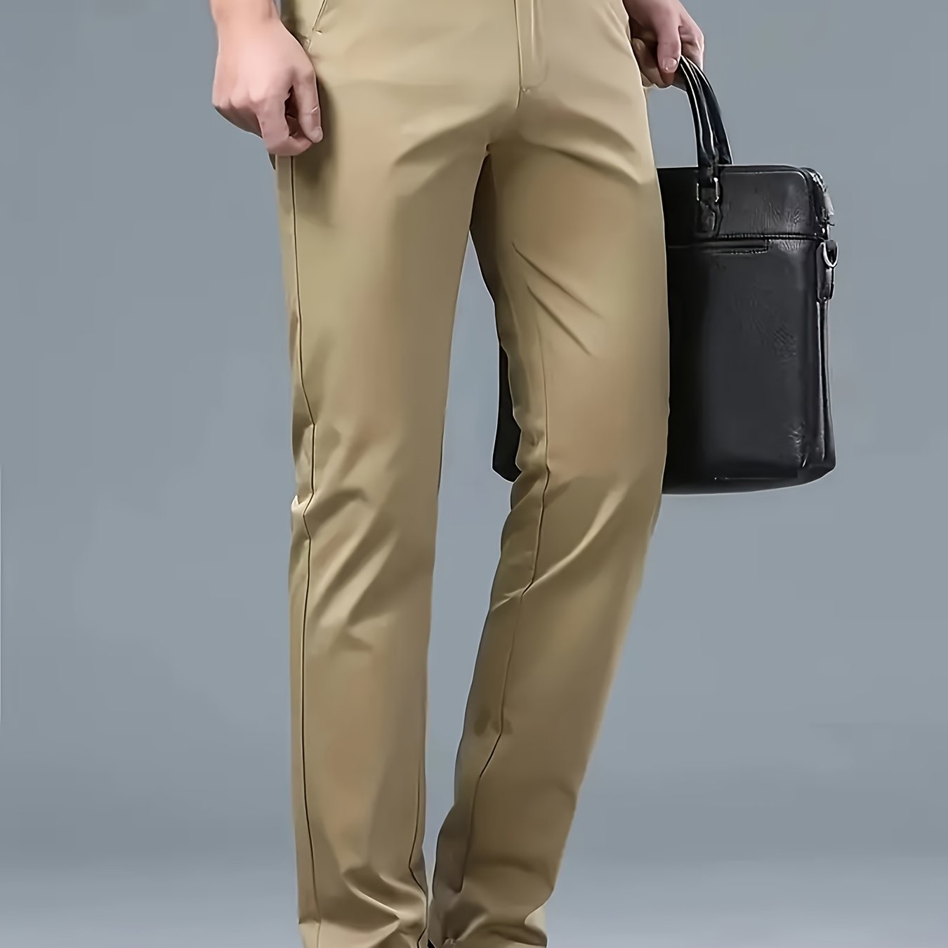 Pantalones de vestir ajustados burdeos para hombre, 100% poliéster, ropa formal para todas las estaciones
