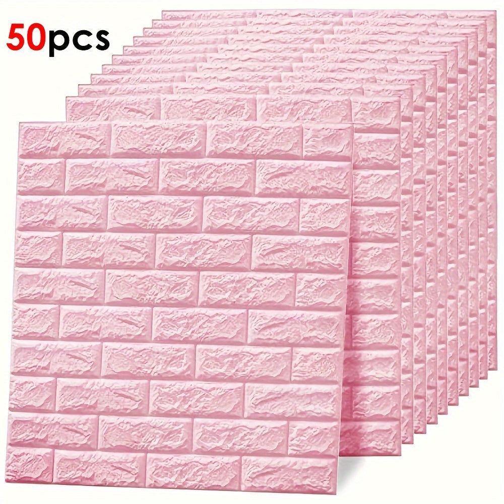 Pack de 5, 10 o 20 paneles de pared de vinilo rosa, adhesivos autoadhesivos impermeables en 3D, para decoración del hogar