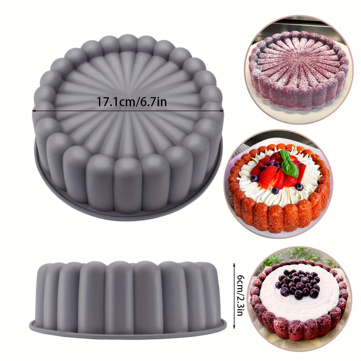 Silicone Round Cake Mold Non-Stick Flexible for Weddings and Birthdays