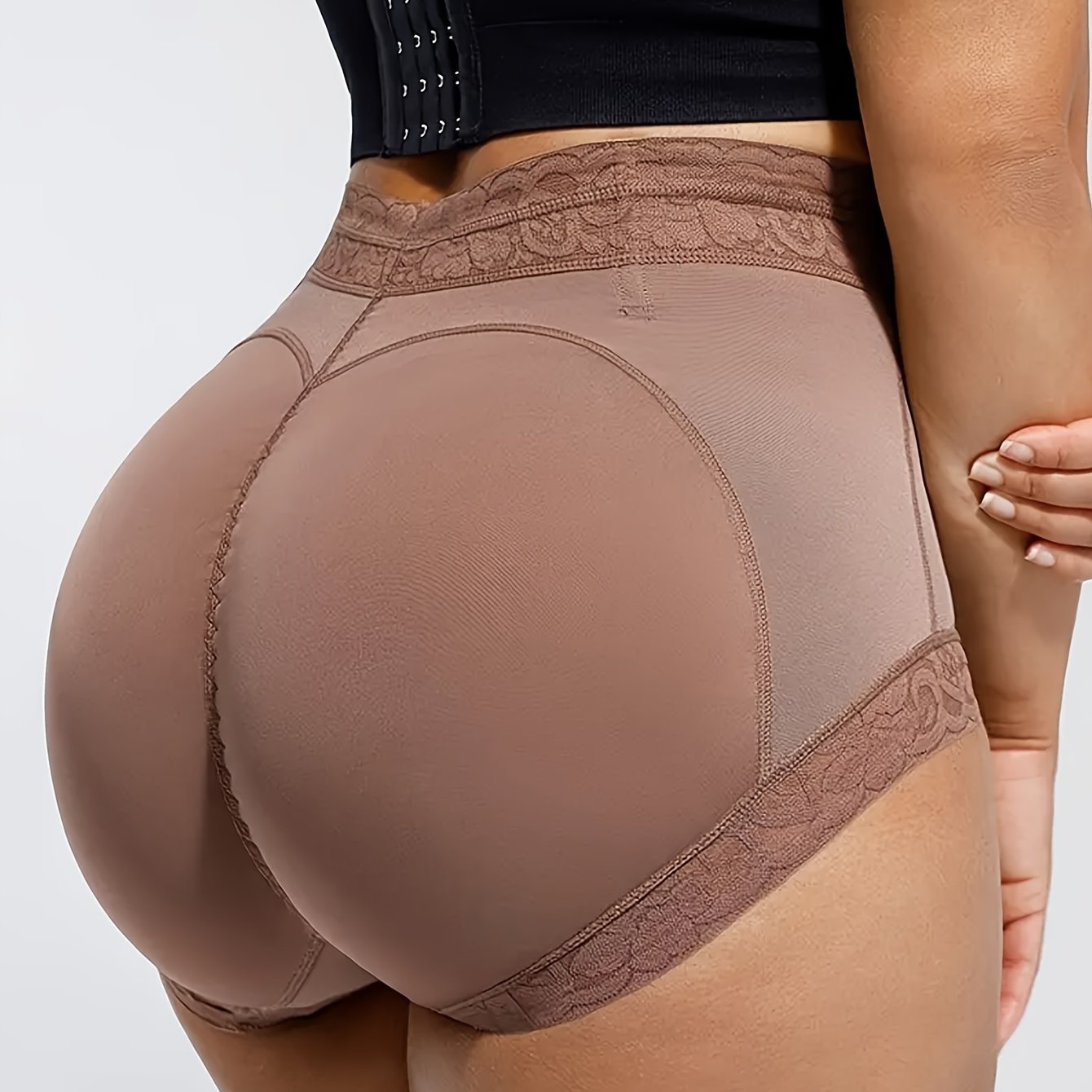 Seamless Body Shaper Shorts with Lace Detail for Tummy Control and Daily Wear