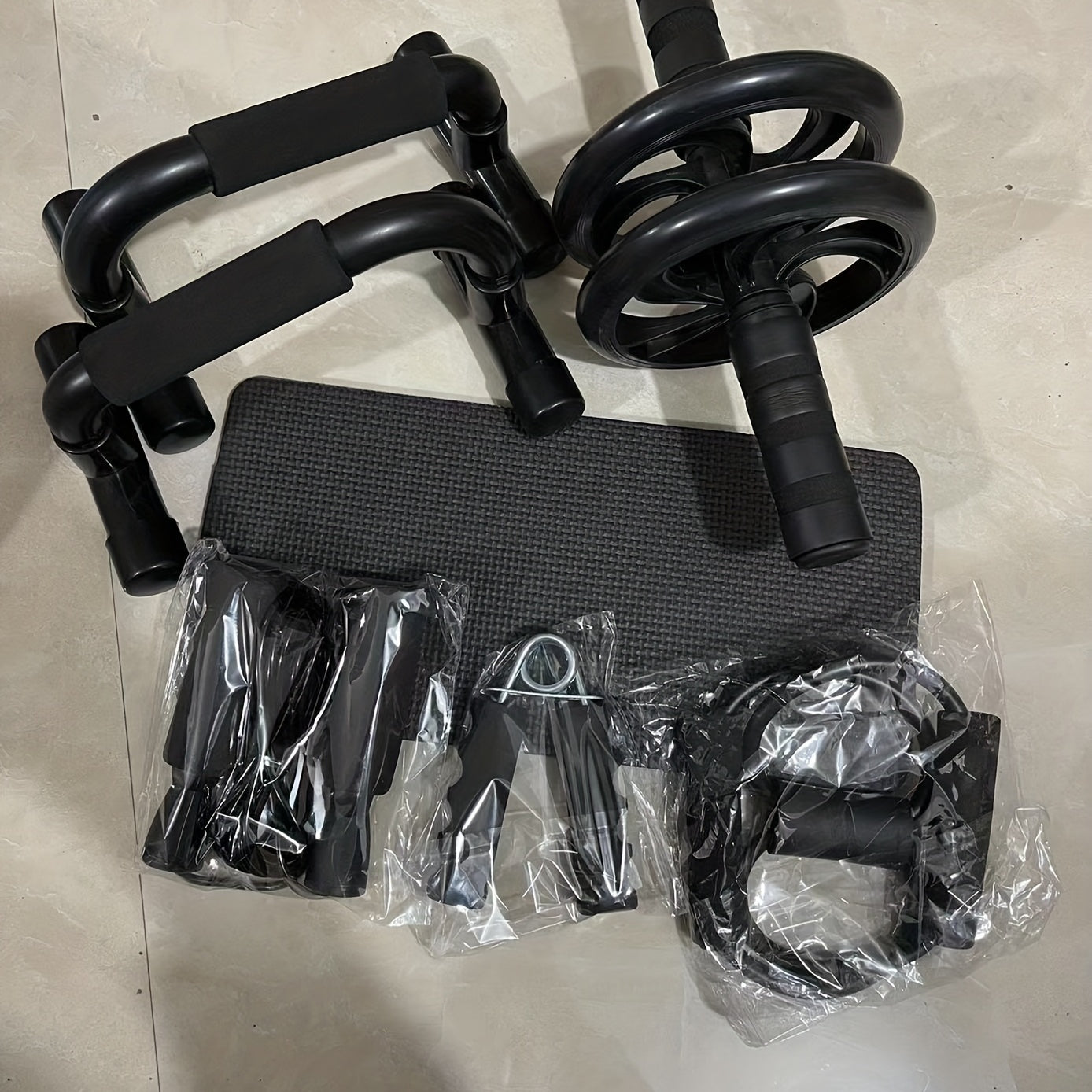 7-Piece Ab Workout Set for Core Strength Muscle Building and Fat Burning Black