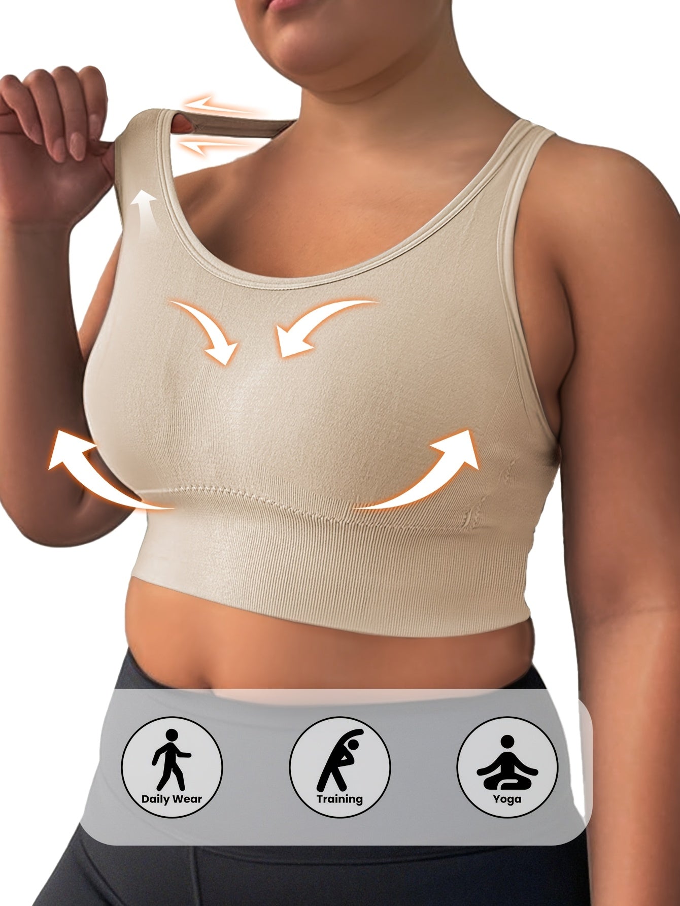 Women's Seamless Shock-Absorbing Back Support Sports Bra for Yoga Fitness