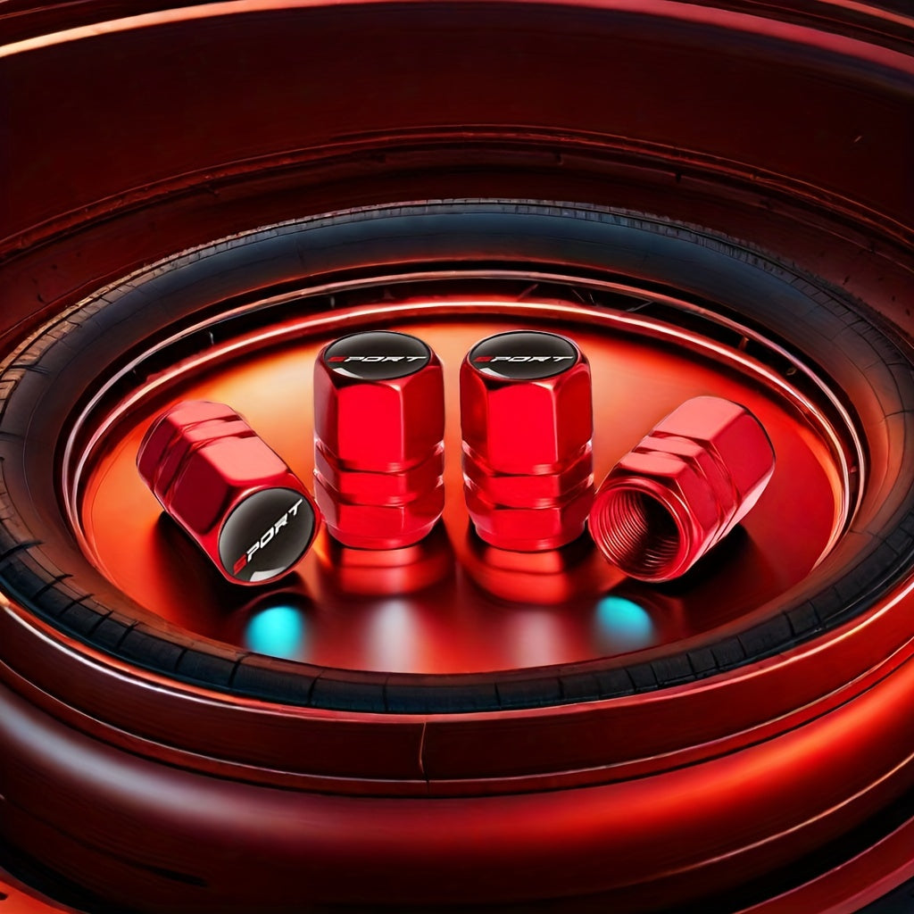 4PCS Universal Metal Tire Valve Stem Caps for Cars, Trucks, Motorcycles