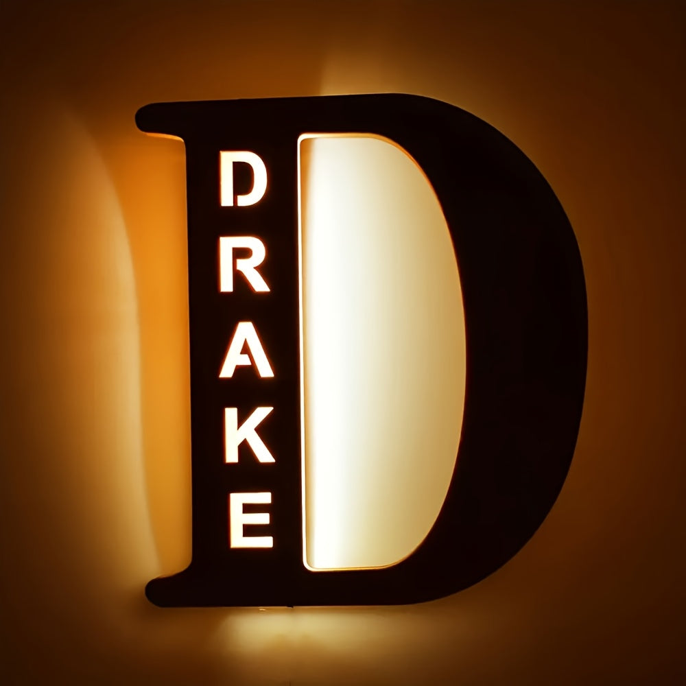 Personalized Wall Sconce with Engraved Name Night Light USB Powered Long-Lasting LED Bedroom Decor