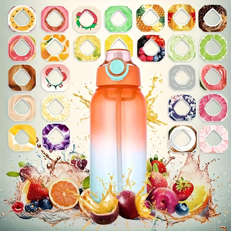 Botella de agua con infusión de fruta de 34oz con cápsula de sabor aleatorio, libre de BPA, regalo para ciclismo