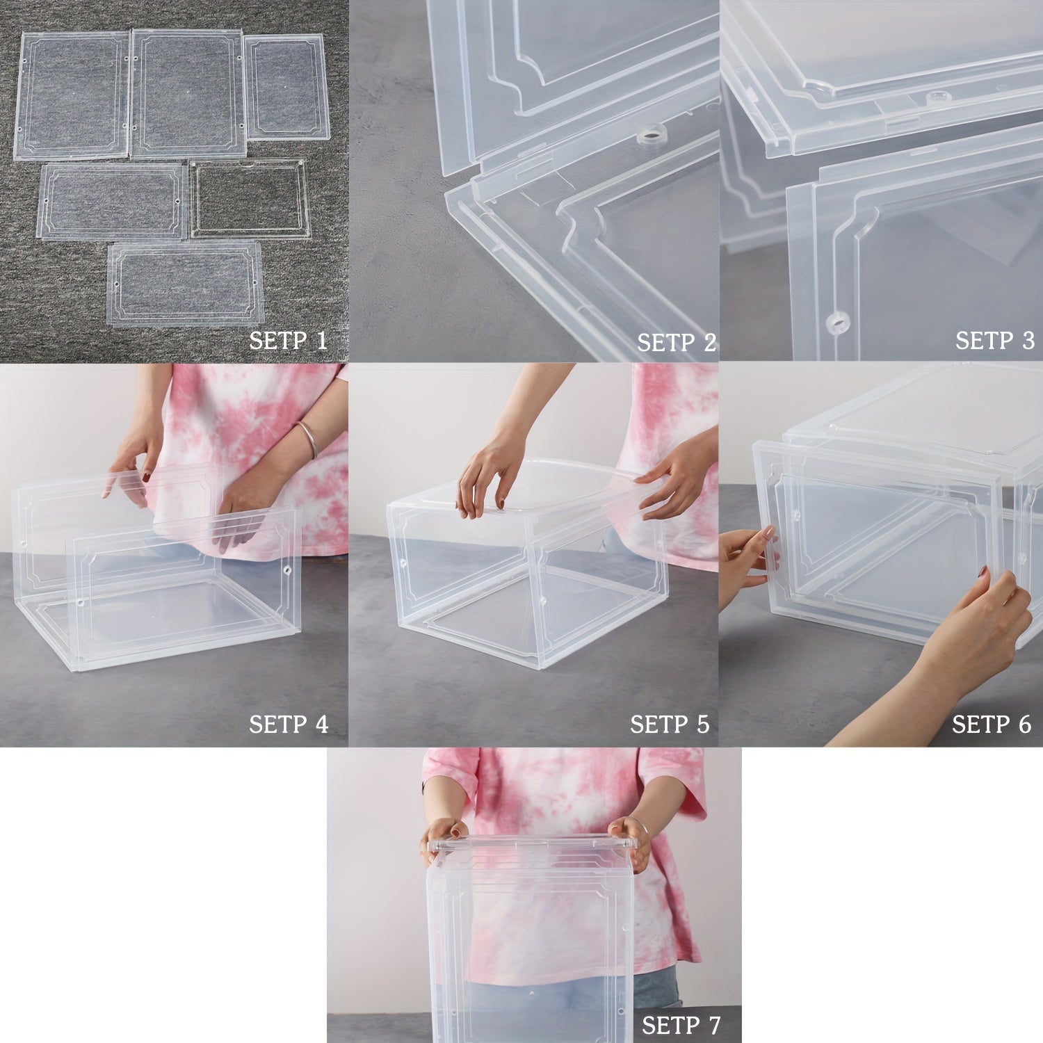 Men Women Shoe Storage Box Foldable Plastic Dustproof with Side Door