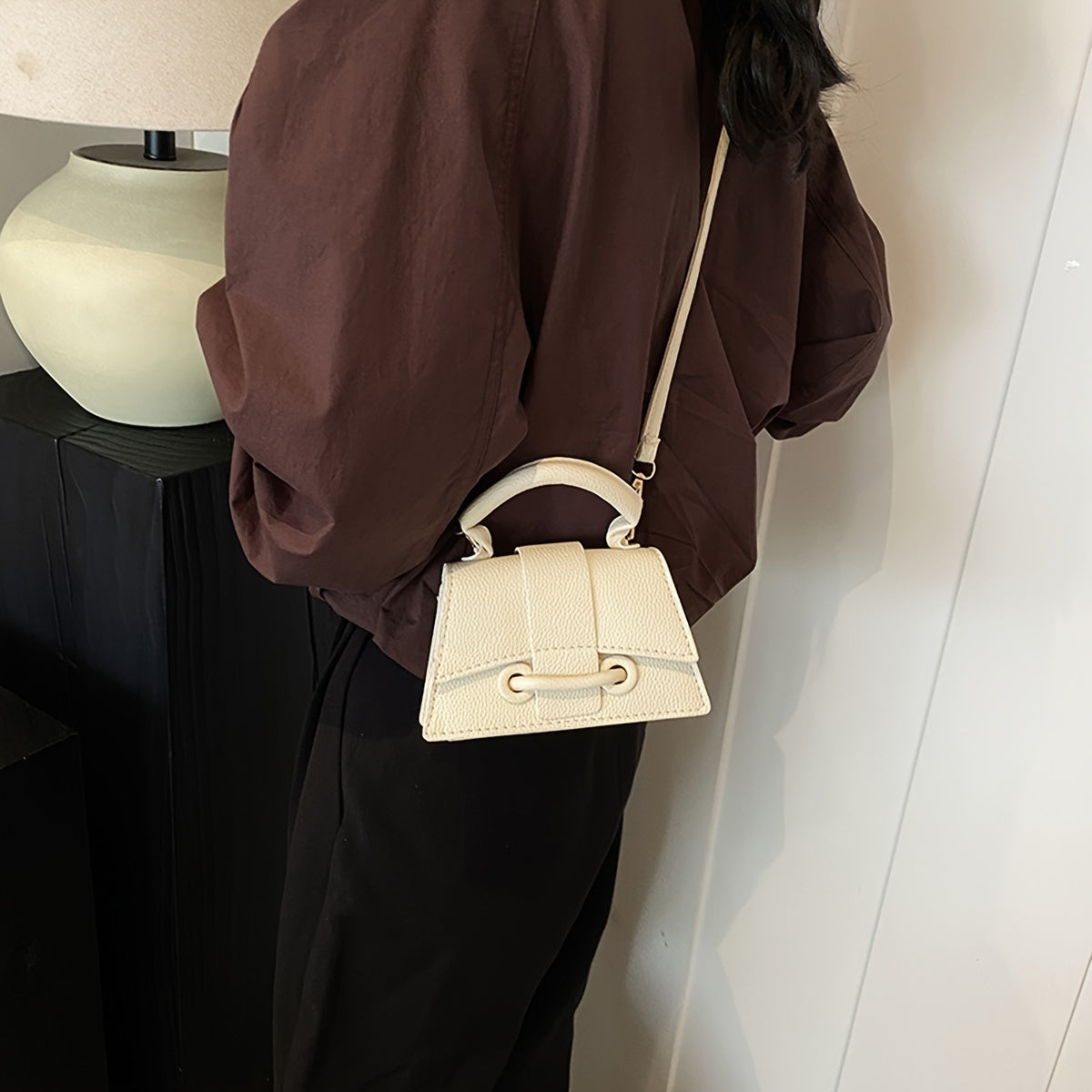 Girls Mini Crossbody Bag PU Lightweight Adjustable Strap Top Handle for Daily Outings