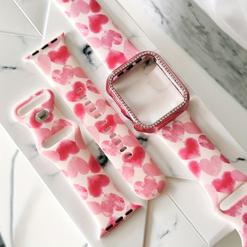 Silicone Smartwatch Band with Deployant Clasp Compatible with iWatch SE Series 1-10 Sport Replacement Strap for Men Women