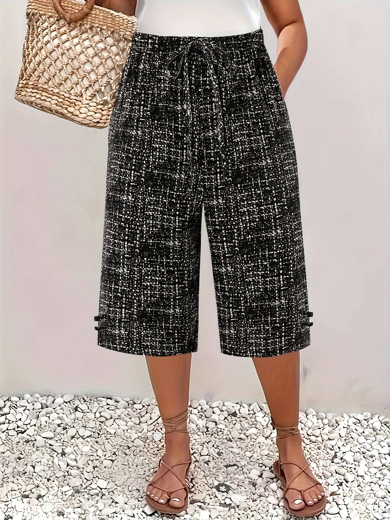 Women's Wide-Leg Pants Breathable Non-Stretch Summer Trousers Formal Casual