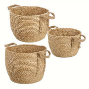 Handmade Woven Storage Baskets with Rustic Grass Finish for Laundry and Home Organization
