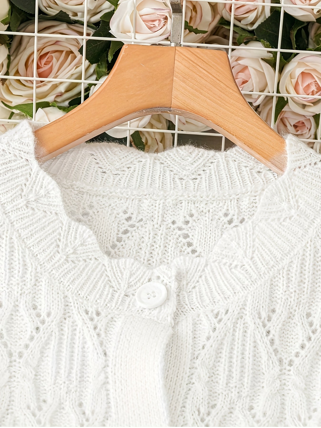 Plus Size Women's Solid Color Long Sleeve Cardigan Casual Hollow Style