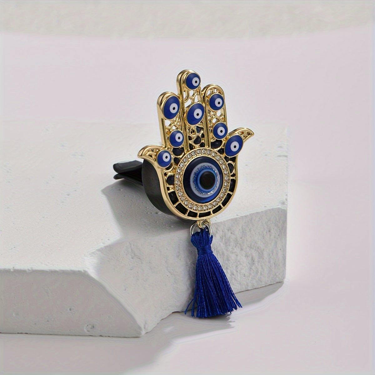 Car Air Freshener Vent Clip Hamsa Hand Emblem Tassel No Fragrance Stylish Auto Accessory