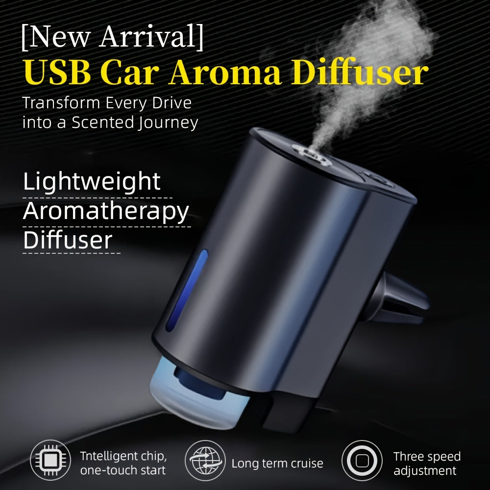 Smart USB Car Aroma Diffuser Essential Oil Humidifier 3-Speed Rechargeable Battery