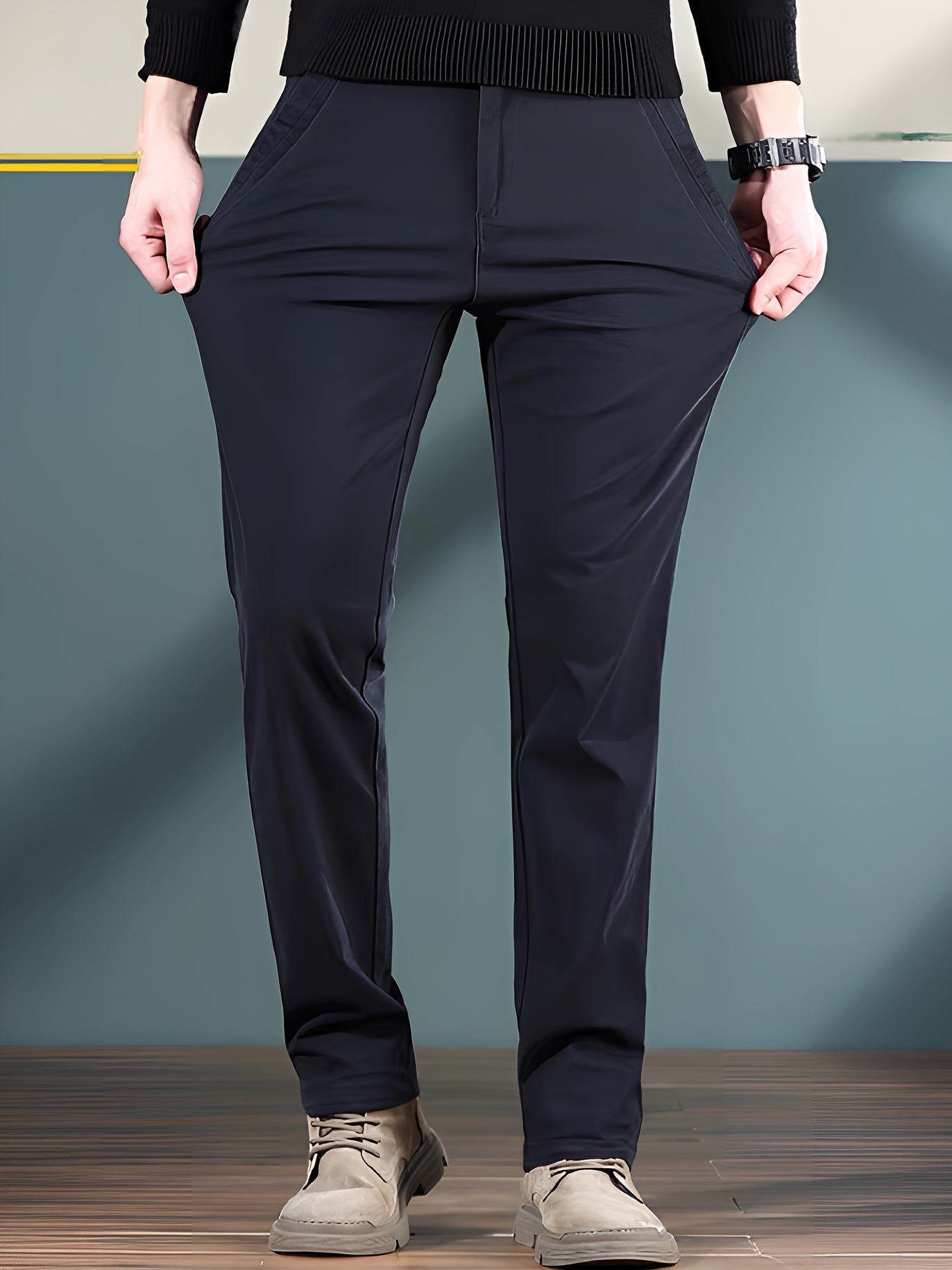 Vaqueros de mezclilla ligera de corte ajustado para hombre, algodón y spandex, ropa casual para exteriores