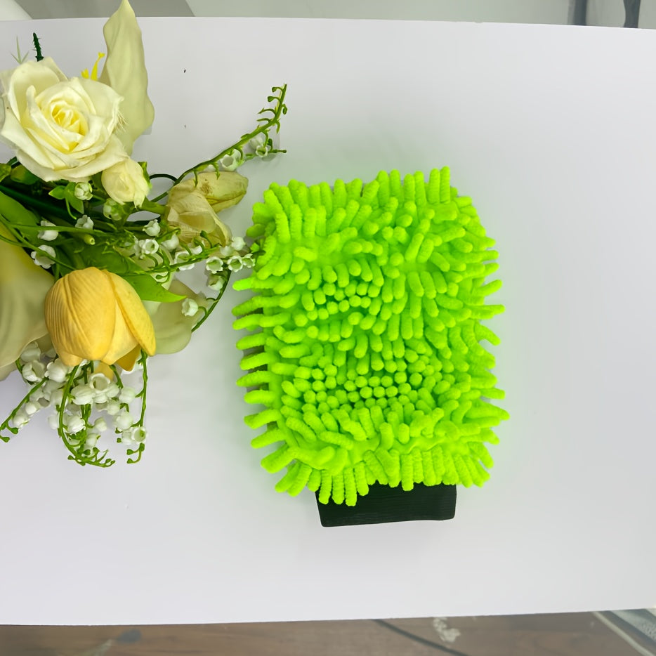 2-Pack Microfiber Car Wash Gloves Gray Blue Green Regular Size