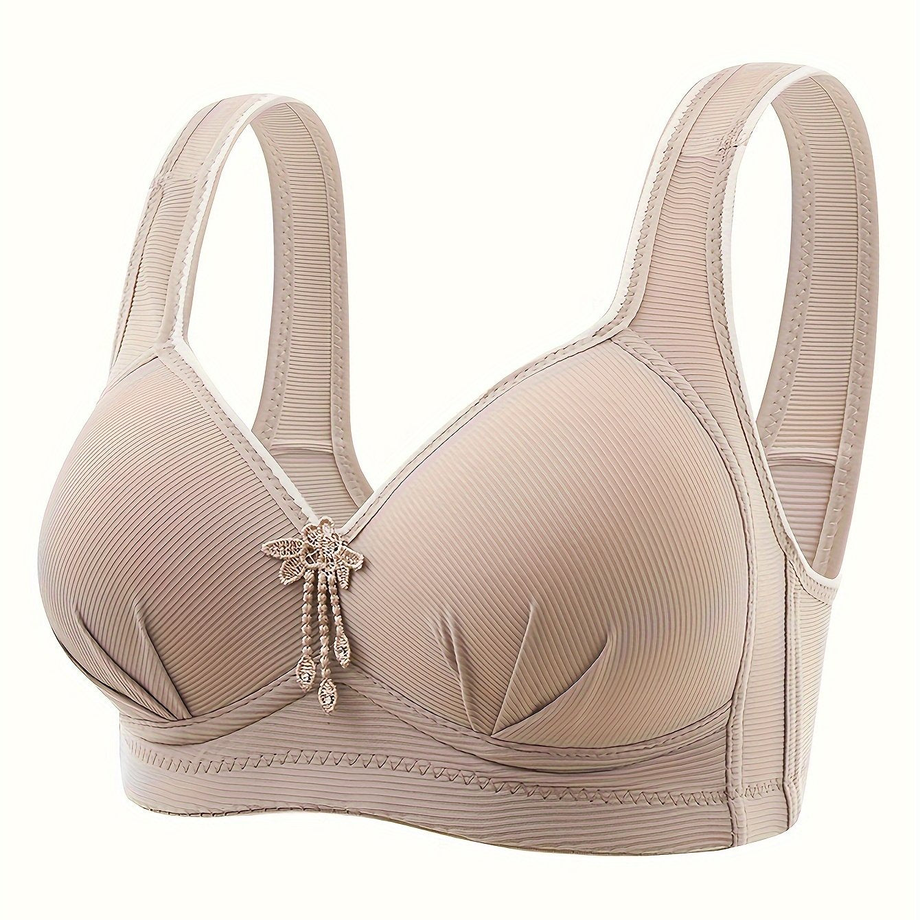 Women's Wireless Full Coverage Push-Up Bra with Decorative Bow Nylon Blend