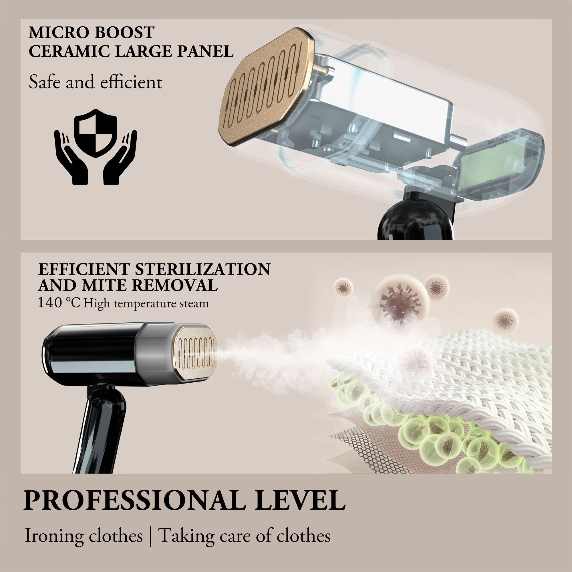 Vaporizador de prendas de mano portátil de 1800W para viajes y hogar