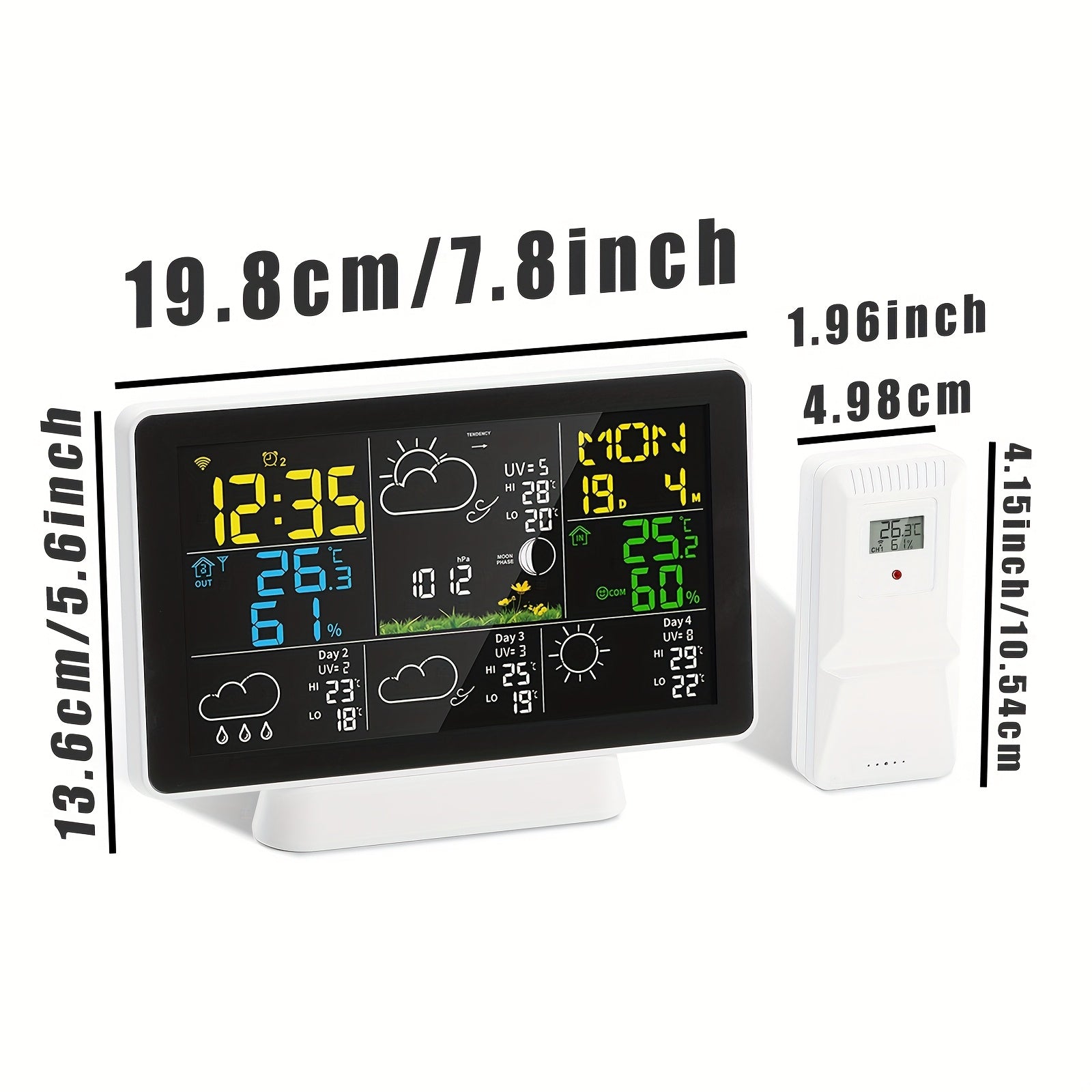 Новый умный погодный часы TEPLOM оснащены тремя датчиками для точных показаний, большим цветным экраном размером 19,05 см и беспроводным термометром для помещений/на улице с прогнозом погоды.