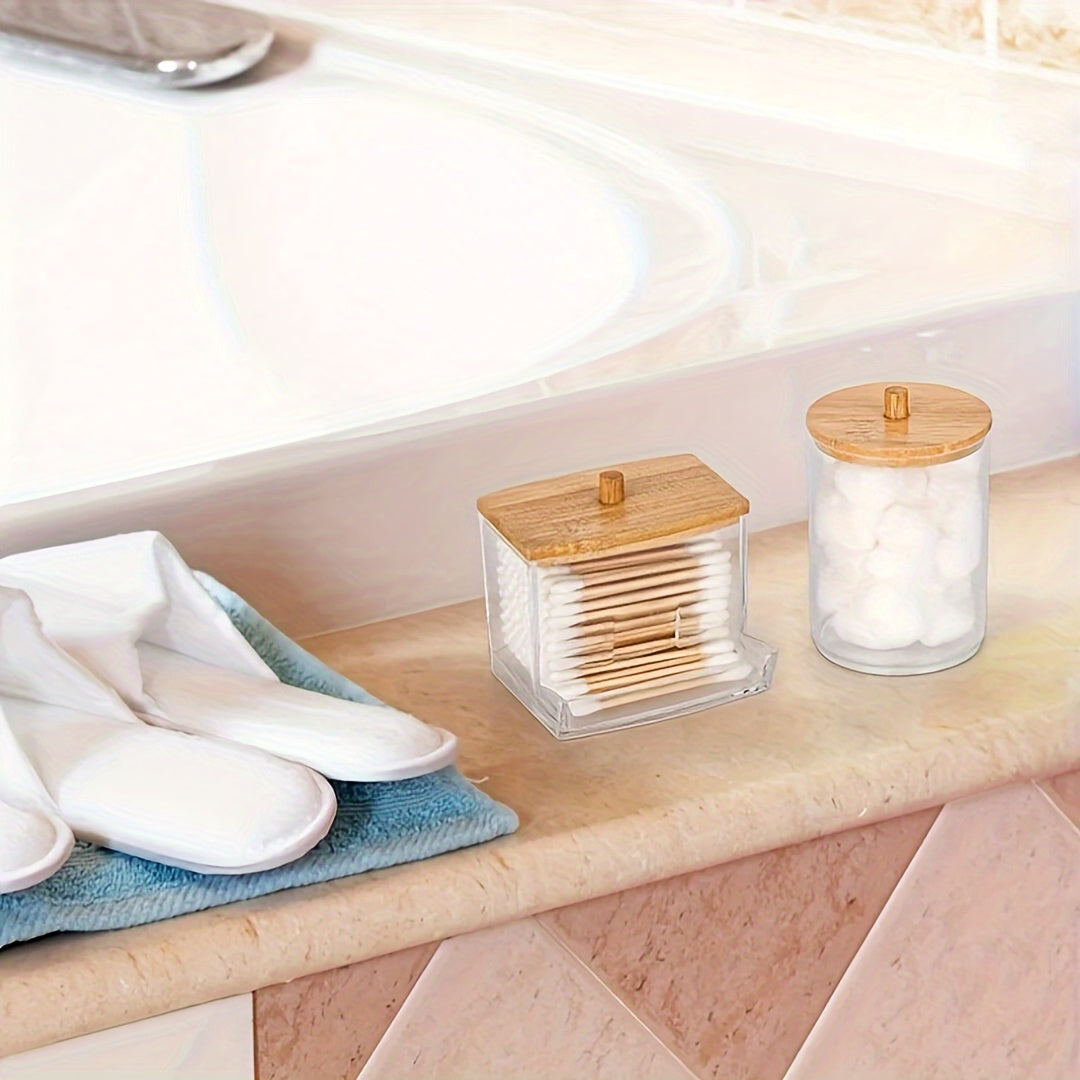 3-ta bo'lakli makiyaj tashkilotchisi to'plami, bambuk qopqog'lar bilan chang o'tkazmaydigan, portativ hammom shkafida saqlash