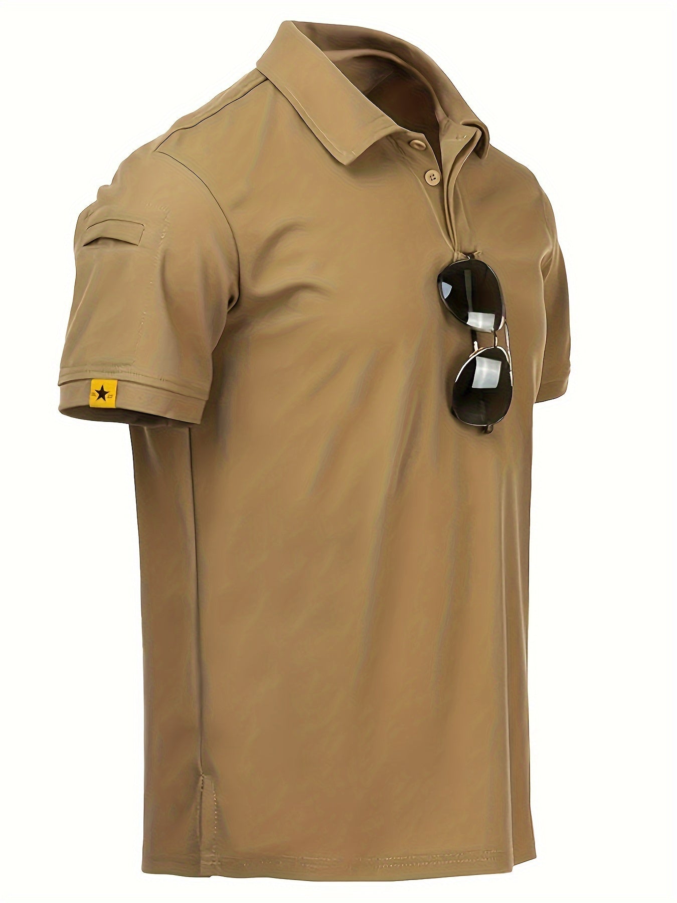Men's Summer Tactical Polo Shirt Solid Polyester Outdoor Hiking Fishing Camping