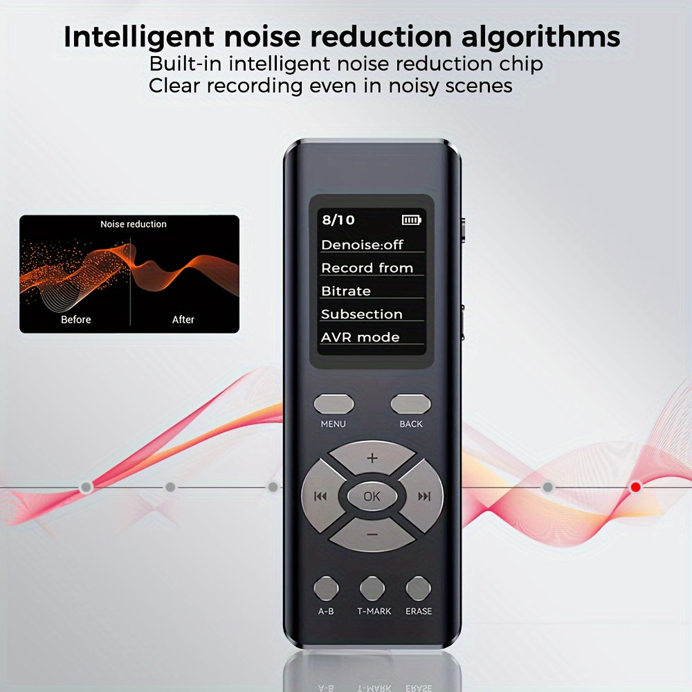 72GB Digital Voice Recorder with Dual Microphones HD Recording Noise Reduction