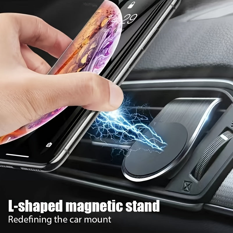 Magnetic Car Phone Holder Air Vent L-Shaped Mount for Navigation Devices