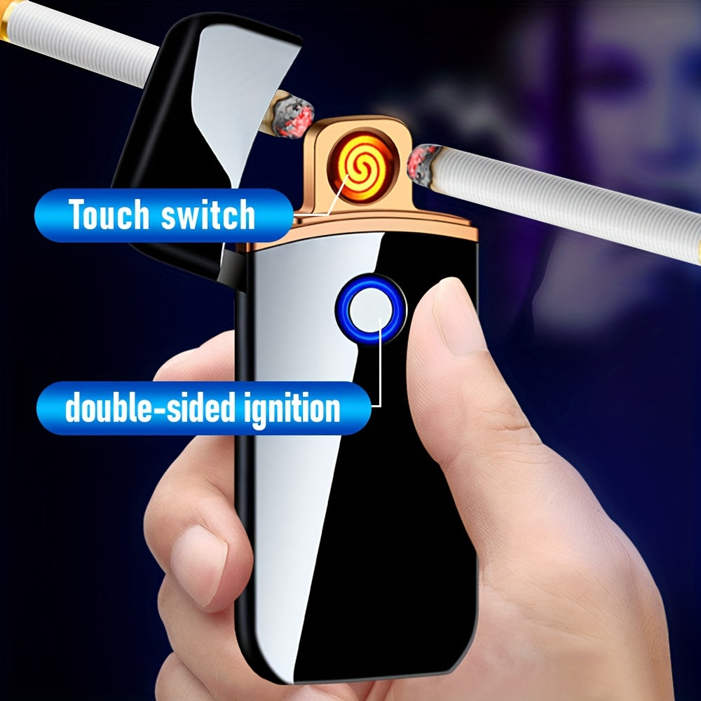 Unisex Metal Rechargeable Windproof Electric Lighter with Touch Switch