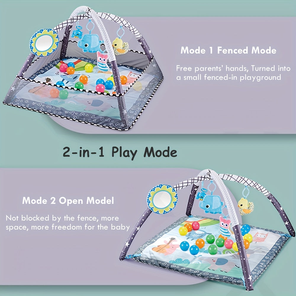 Kids Activity Mat Set with Detachable Toys and Ocean Balls for Tummy Time Gray