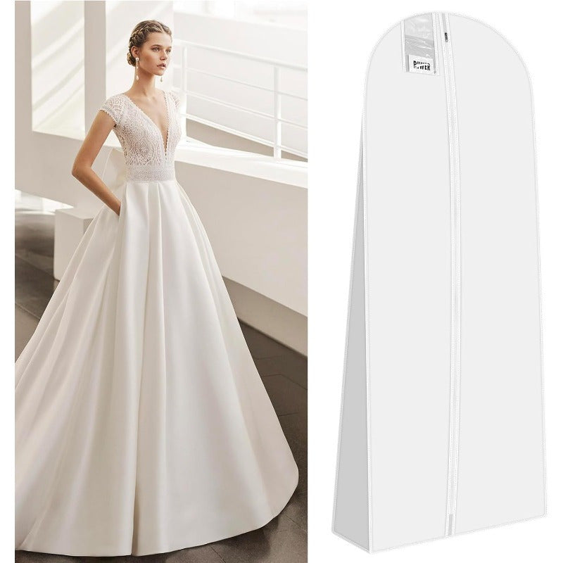 Breathable Dustproof Zippered Clothes Cover for Wedding Dresses and Gowns