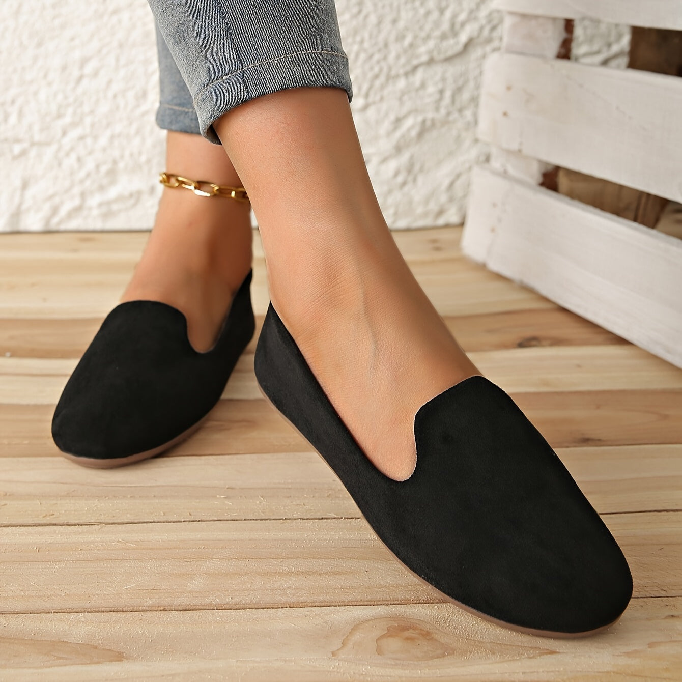 Women's Casual Flats with Ankle Strap Fabric Upper Microfiber Insole TPR Sole