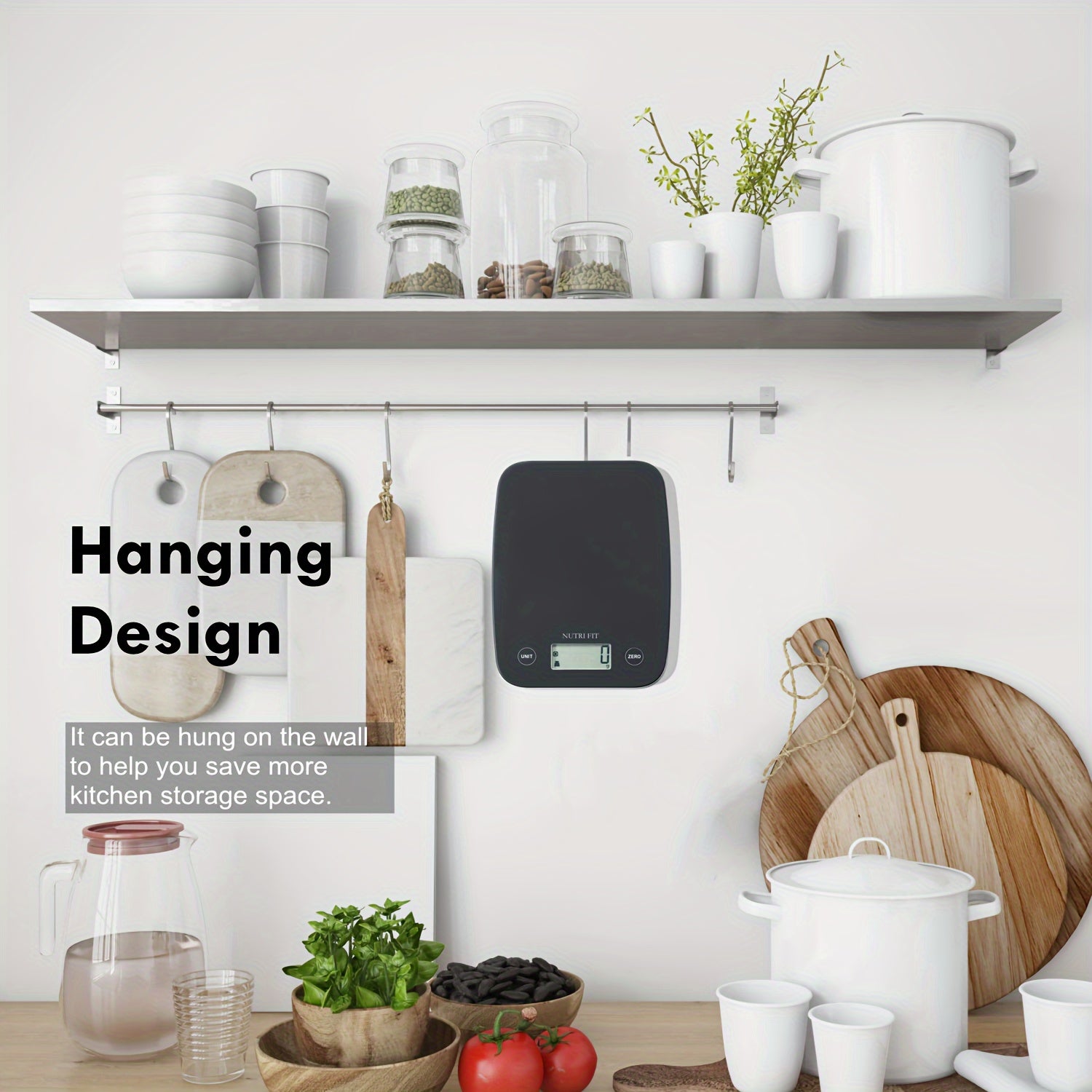 1 dona NUTRI FIT Food Scale pishirish, pishirish va ovqat tayyorlash uchun, 5 ta rejim va Tare funksiyasi bilan, vazn yo'qotish, diet va Keto diet uchun - Qishda batareyaga ehtiyoj yo'q.