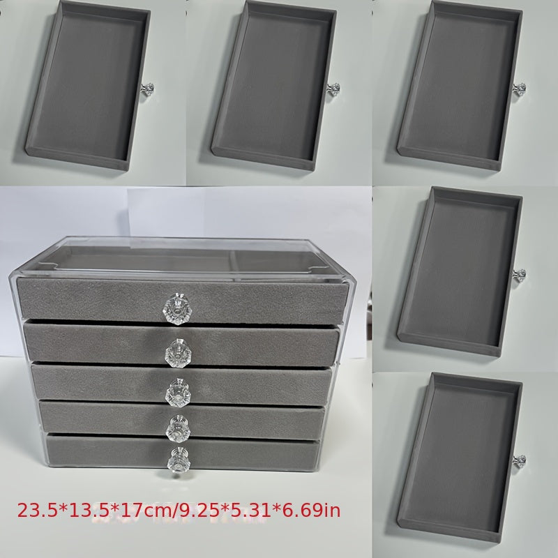 Органайзер для украшений из бархата с боковыми дверцами, 5 уровней, современный дизайн для серег, часов, аксессуаров