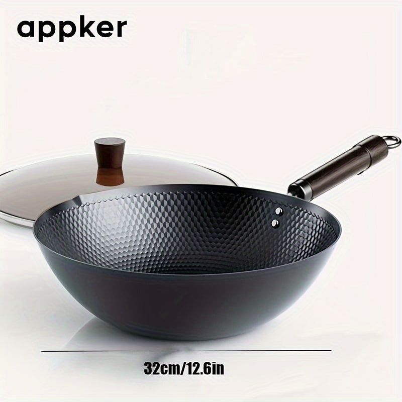 Mustahkam quyma temir wok - induksiya, elektr va gaz pechlari uchun ideal, yopishmaydigan yuzasi, uy va restoran sharoitlari uchun ko'p maqsadli oshxona anjomlari